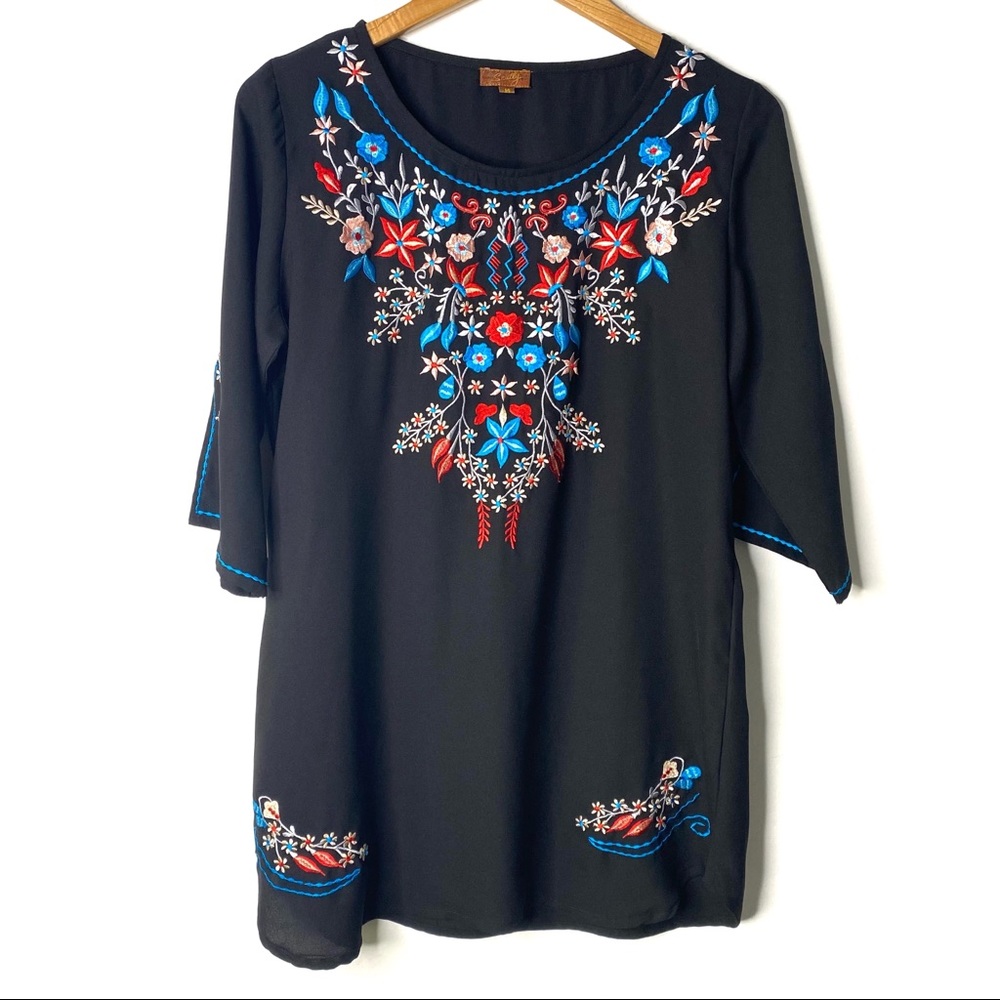 Scully Western Embroidered Tunic Blouse